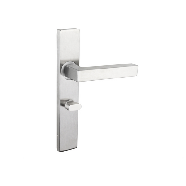 Viterbo deurklink RVS met rechthoekig schild WC63/8 badkamersluiting