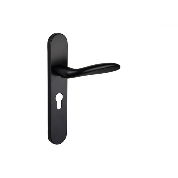 Benevento deurklink zwart met afgerond schild PC55