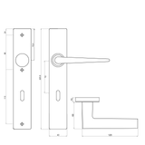 Tekening deurklink op schild Modena SL72