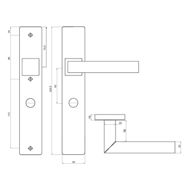 Maatvoering Viterbo op schild voor badkamer en toilet WC63/8