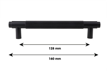 Handgreep Ribbel zwart 160 mm - Boorafstand 128 mm