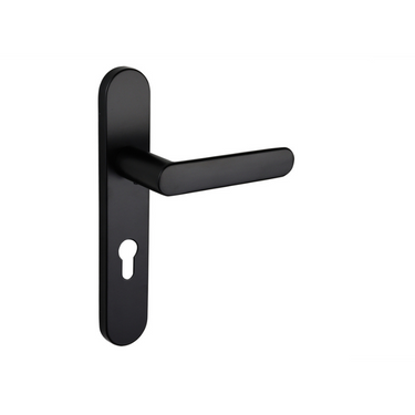 Novara deurklink zwart met afgerond schild PC55